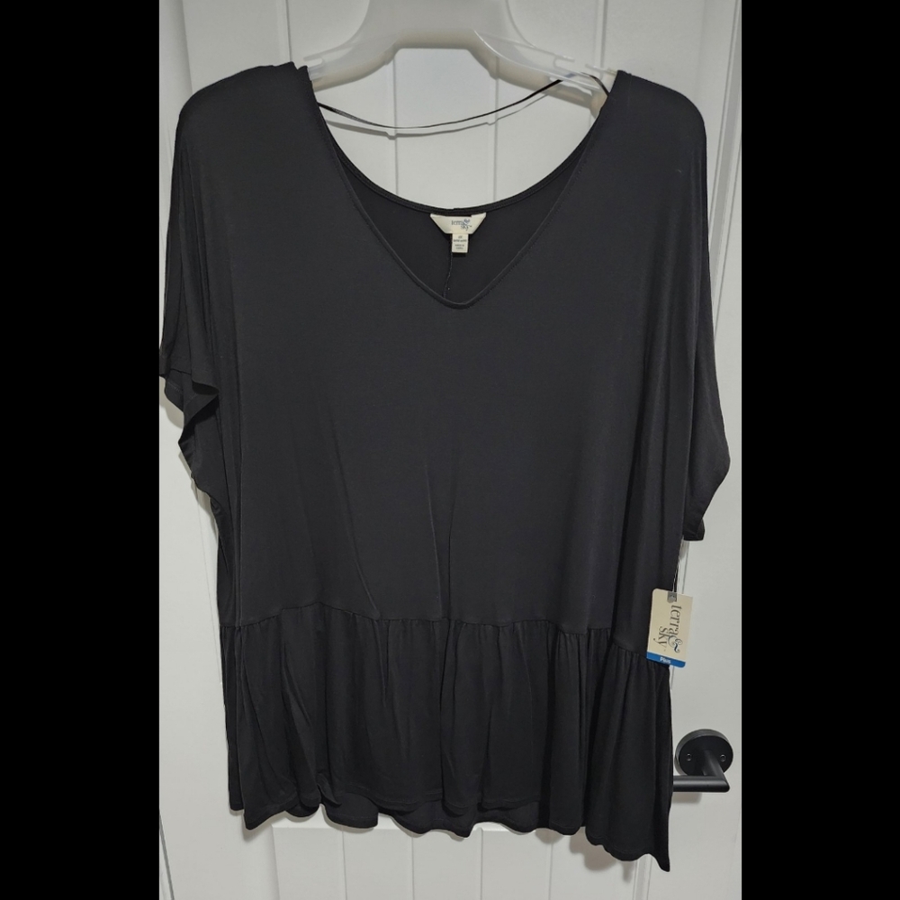 Womens tops shirts lot of 3 NEW Terra and Sky black teal 2X 20W 22W - Picture 2 of 9